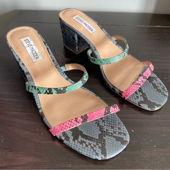 STEVE MADDEN snake skin print strappy open toe heels size 10M - Picture 15 of 15